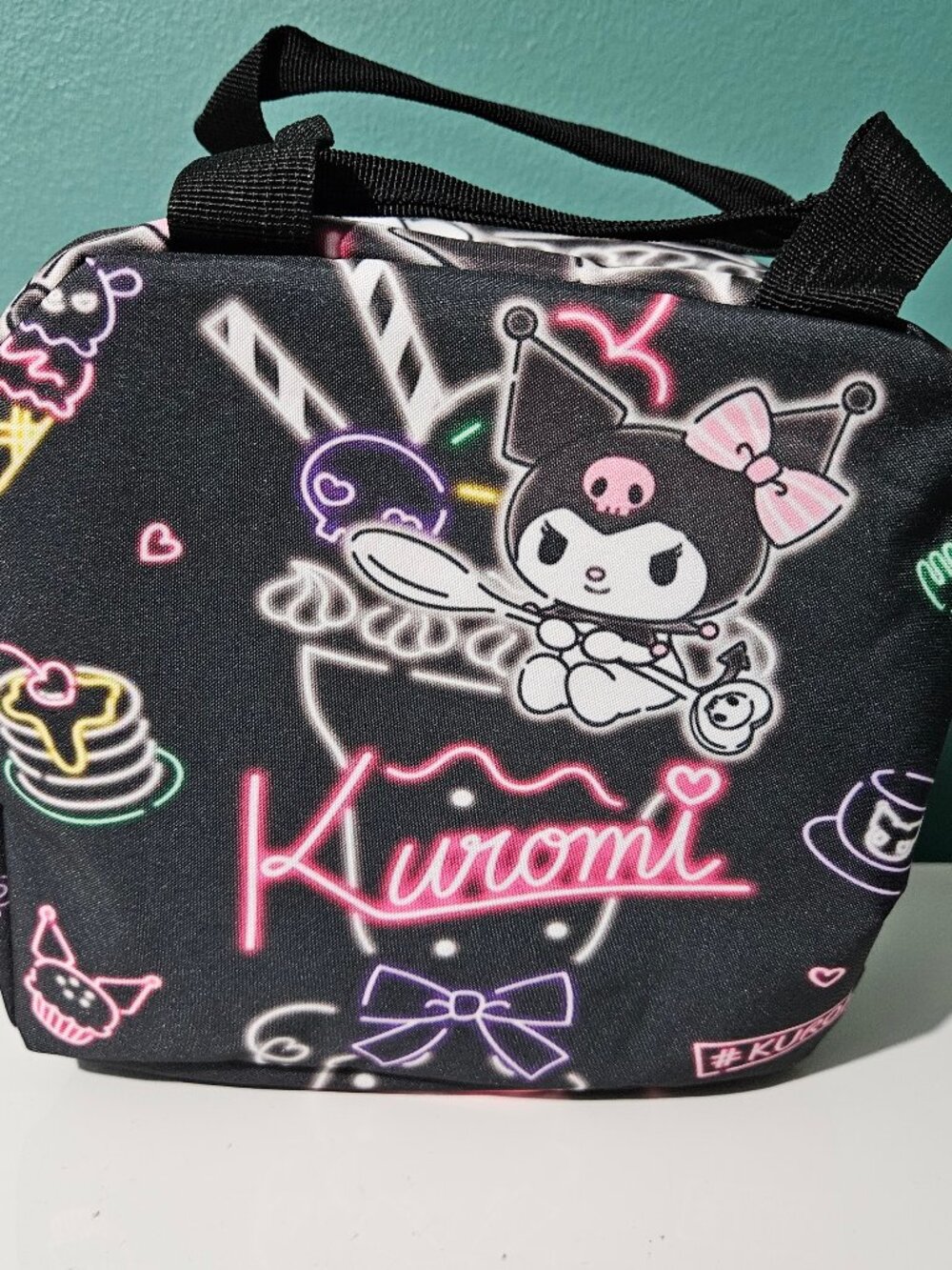 Sanrio Kuromi Lunch Bag Snack Tote Black Neon Style Insulated